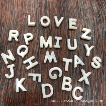 Wholesales nice shell initial letters for necklaces letter charms for jewelry making